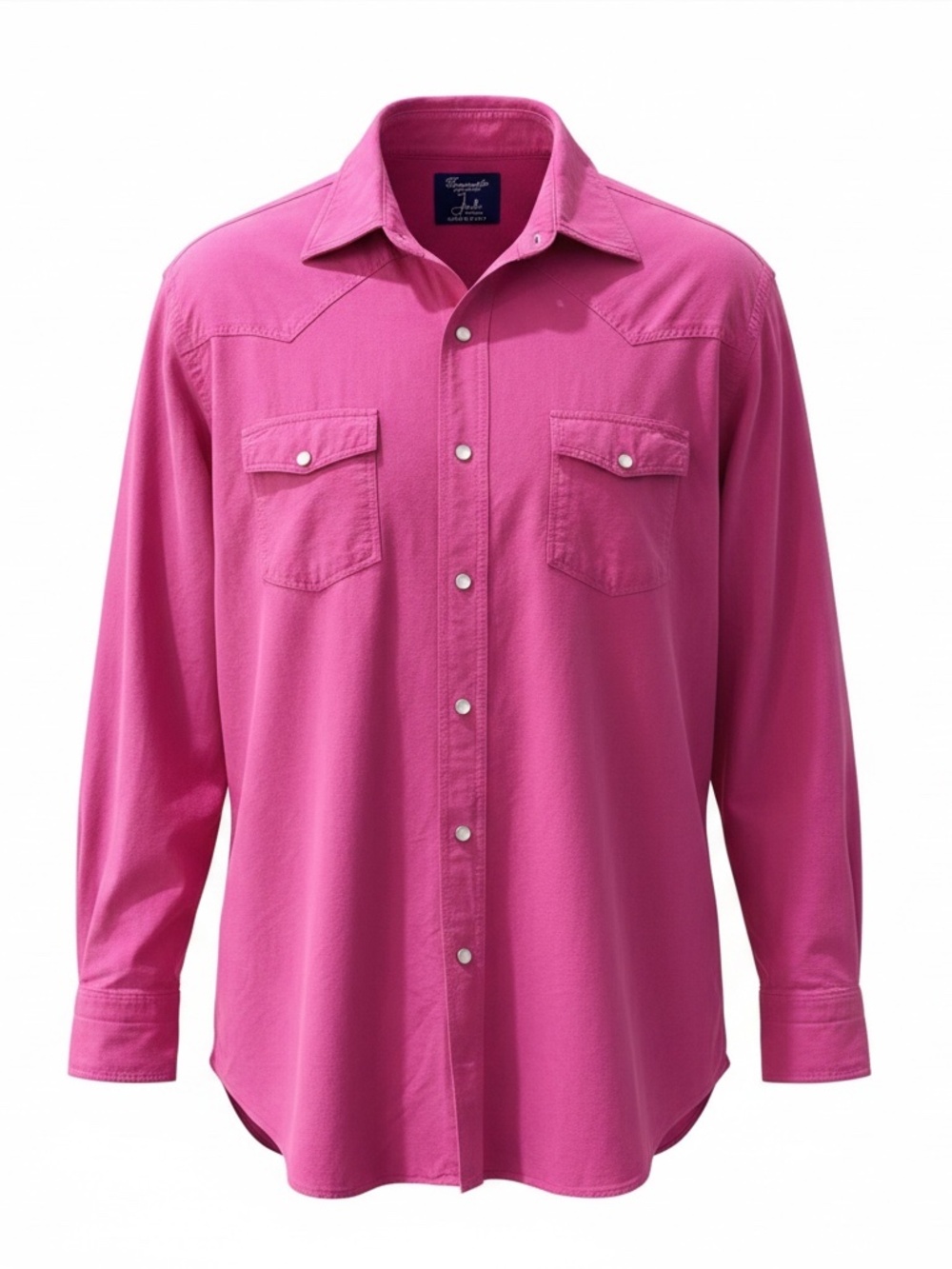 Giannetto Portofino Western Snap Shirt Fuchsia Made Italy Designer Pearl XL